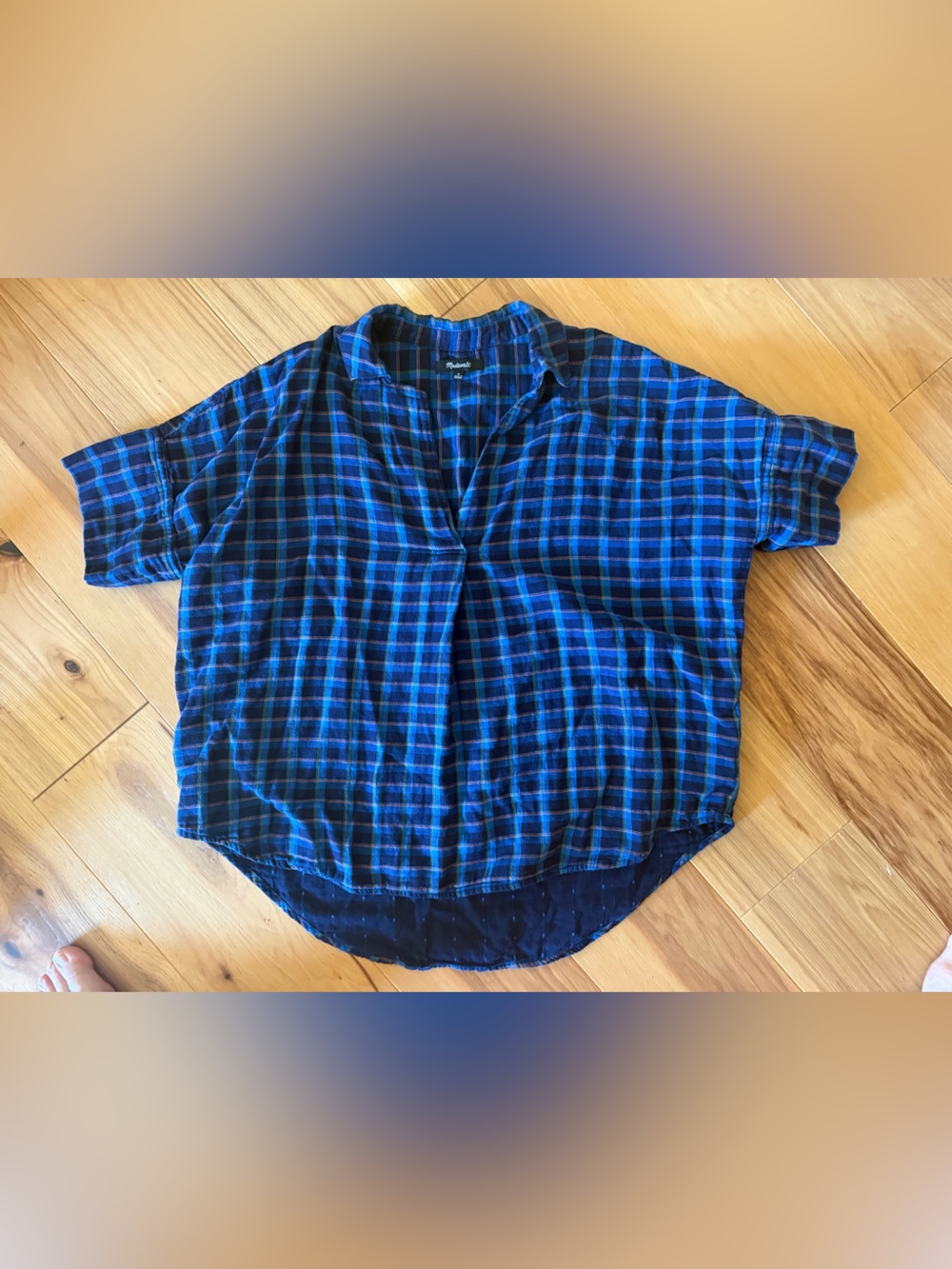 Madewell Blue Plaid super soft baggy shirt